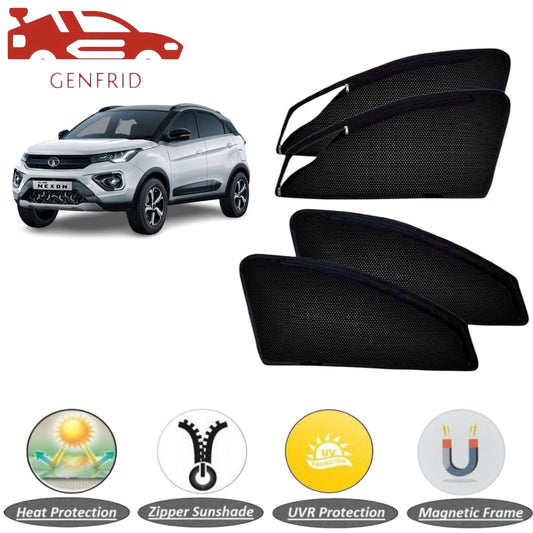 Genfrid Car Sunshade/Car Side Window Shades For Tata Nexon (Zipper)