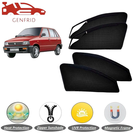 Genfrid Car Sunshade/Car Side Window Shades For Maruti 800 (Zipper)