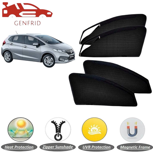 Genfrid Car Sunshade/Car Side Window Shades For Honda Jazz (Zipper)