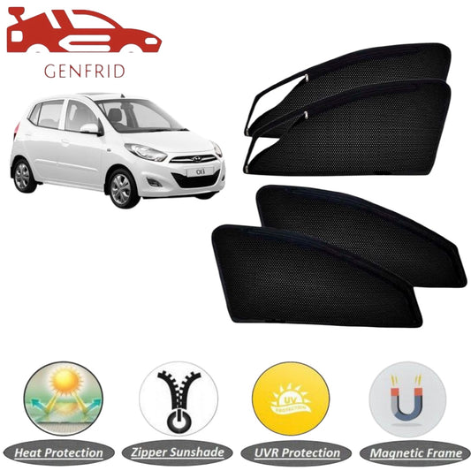 Genfrid Car Sunshade/Car Side Window Shades For Hyundai I10 (Zipper)