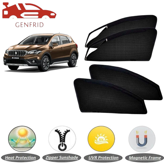 Genfrid Car Sunshade/Car Side Window Shades For Maruti Scross (Zipper)