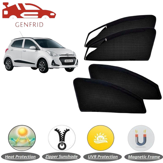 Genfrid Car Sunshade/Car Side Window Shades For Hyundai I10 Grand (Zipper)