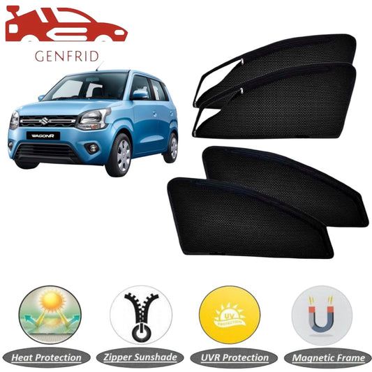 Genfrid Car Sunshade/Car Side Window Shades For Maruti Wagonr 2019-25 (Zipper)