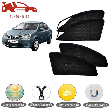 Genfrid Car Sunshade/Car Side Window Shades For Toyota Etios (Zipper)