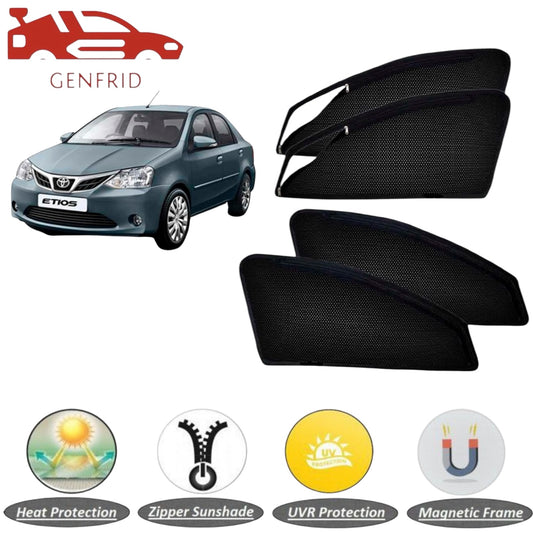 Genfrid Car Sunshade/Car Side Window Shades For Toyota Etios (Zipper)