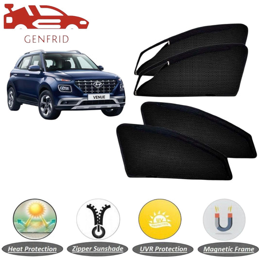 Genfrid Car Sunshade/Car Side Window Shades For Hyundai Venue (Zipper)