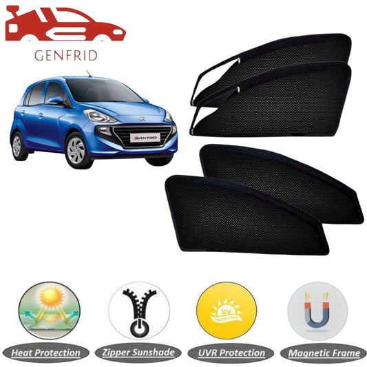 Genfrid Car Sunshade/Car Side Window Shades For Hyundai Santro (Zipper)