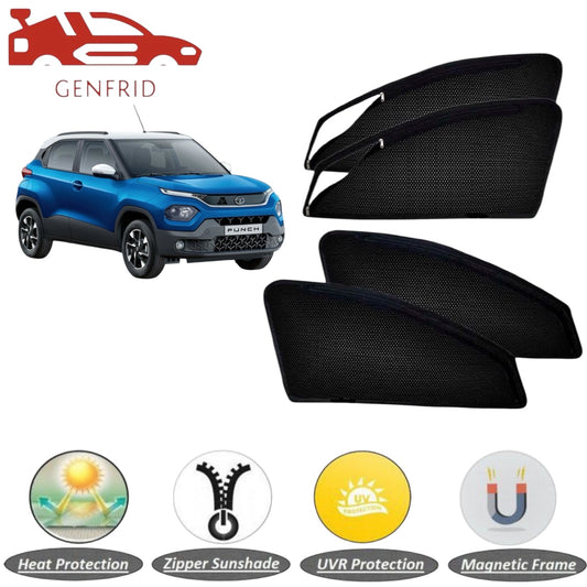 Genfrid Car Sunshade/Car Side Window Shades For Tata Punch (Zipper)