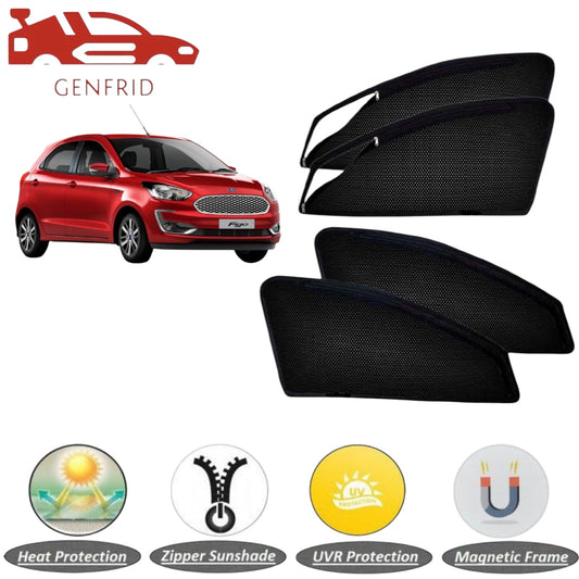 Genfrid Car Sunshade/Car Side Window Shades For Ford Figo (Zipper)