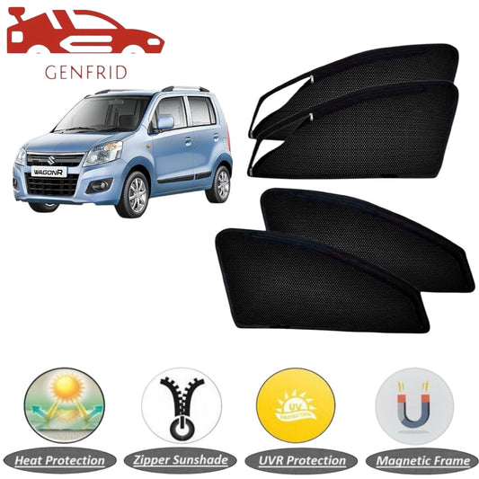 Genfrid Car Sunshade/Car Side Window Shades For Maruti Wagonr 2010-18 (Zipper)