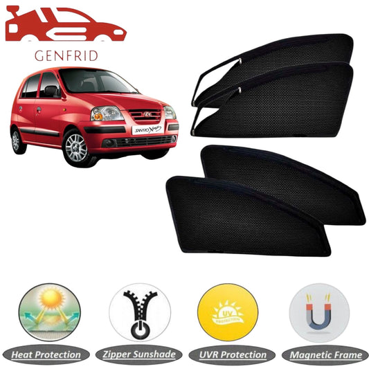 Genfrid Car Sunshade/Car Side Window Shades For Hyundai Santro xing (Zipper)
