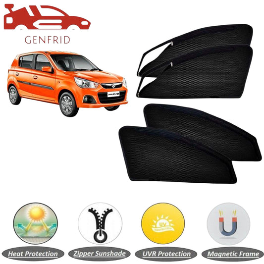 Genfrid Car Sunshade/Car Side Window Shades For Maruti Alto K10 2014-20(Zipper)