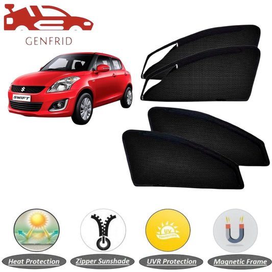 Genfrid Car Sunshade/Car Side Window Shades For Maruti swift 2012-17 (Zipper)