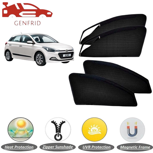 Genfrid Car Sunshade/Car Side Window Shades For Hyundai I20 Elite (Zipper)