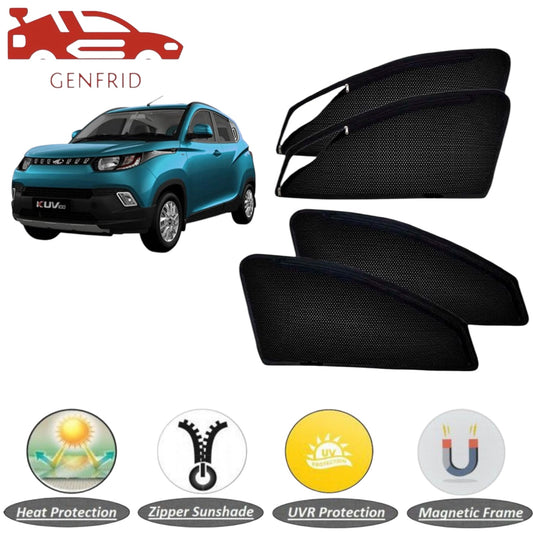 Genfrid Car Sunshade/Car Side Window Shades For Mahindra Kuv100 (Zipper)