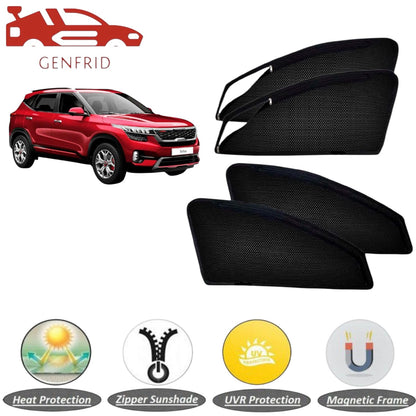 Genfrid Car Sunshade/Car Side Window Shades For Kia Seltos (Zipper)