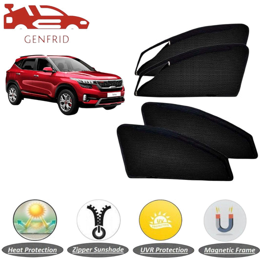 Genfrid Car Sunshade/Car Side Window Shades For Kia Seltos (Zipper)