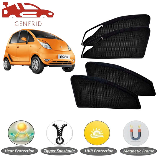 Genfrid Car Sunshade/Car Side Window Shades For Tata Nano (Zipper)