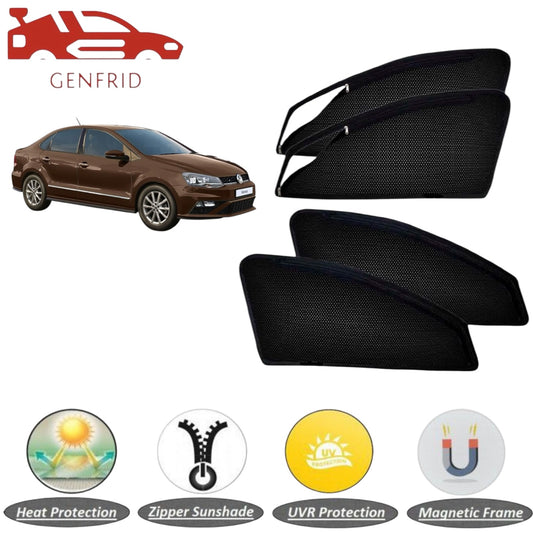 Genfrid Car Sunshade/Car Side Window Shades For Volkswagen Vento (Zipper)