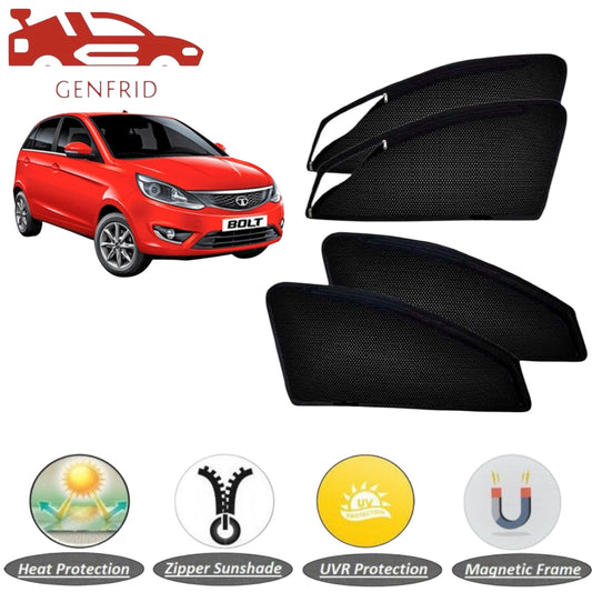Genfrid Car Sunshade/Car Side Window Shades For Tata Bolt (Zipper)