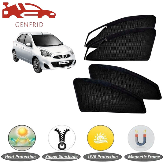 Genfrid Car Sunshade/Car Side Window Shades For Nissan Micra (Zipper)
