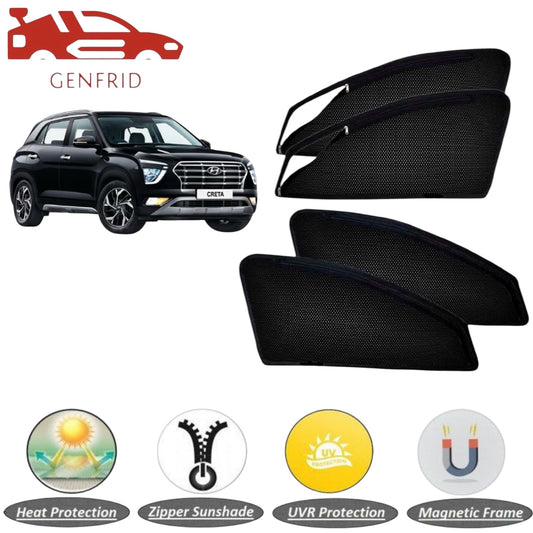 Genfrid Car Sunshade/Car Side Window Shades For Hyundai Creta 2020-23 (Zipper)
