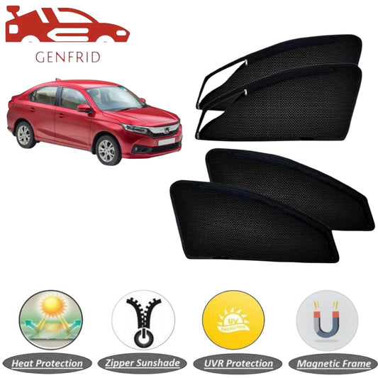 Genfrid Car Sunshade/Car Side Window Shades For Honda amaze 2018-25 (Zipper)