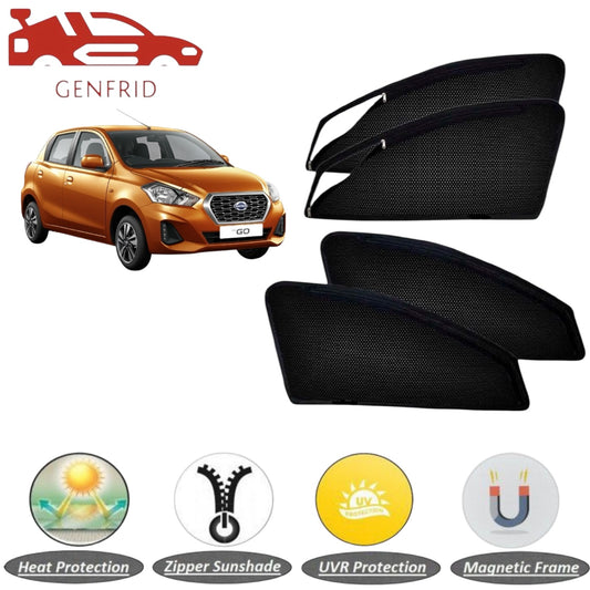 Genfrid Car Sunshade/Car Side Window Shades For Datsun go (Zipper)