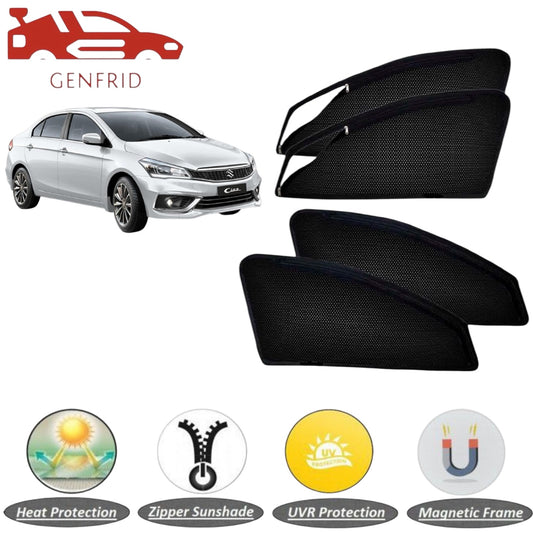 Genfrid Car Sunshade/Car Side Window Shades For Maruti Ciaz (Zipper)