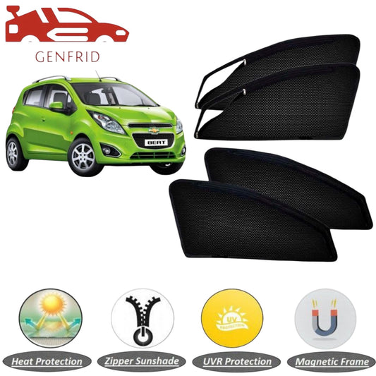 Genfrid Car Sunshade/Car Side Window Shades For Chevrolet Beat (Zipper)
