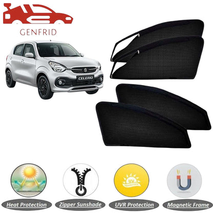 Genfrid Car Sunshade/Car Side Window Shades For Maruti Celerio (Zipper)