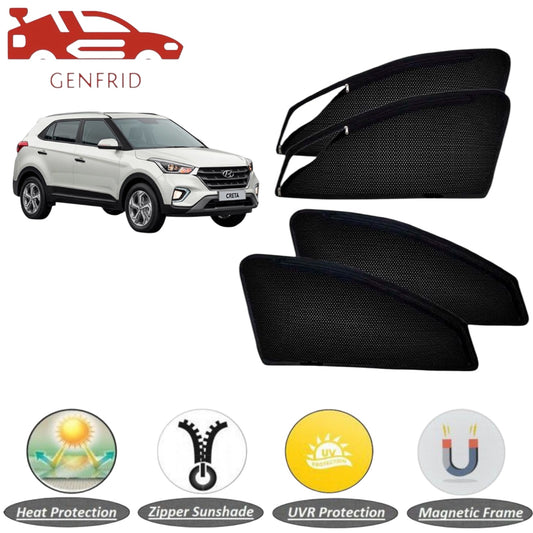 Genfrid Car Sunshade/Car Side Window Shades For Hyundai Creta (Zipper)