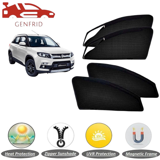 Genfrid Car Sunshade/Car Side Window Shades For Maruti Brezaa (Zipper)