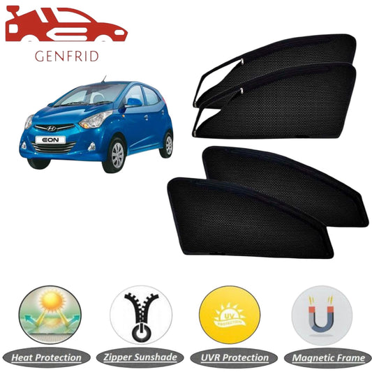 Genfrid Car Sunshade/Car Side Window Shades For Hyundai Eon (Zipper)