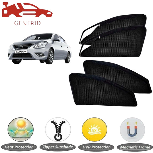 Genfrid Car Sunshade/Car Side Window Shades For Nissan Sunny (Zipper)