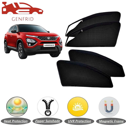 Genfrid Car Sunshade/Car Side Window Shades For Tata Harrier (Zipper)