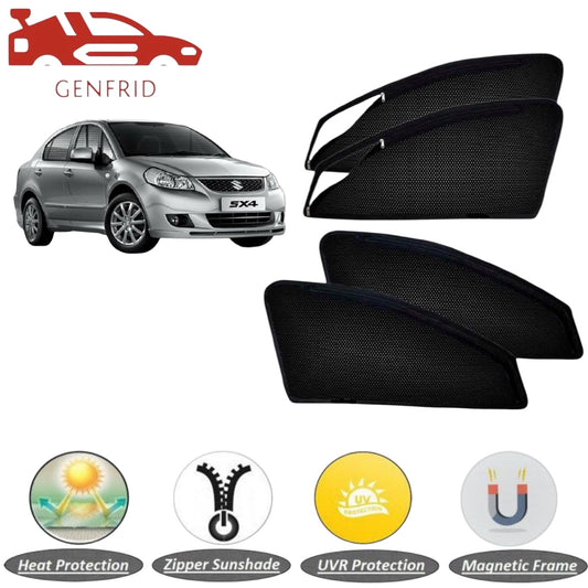 Genfrid Car Sunshade/Car Side Window Shades For Maruti SX4 (Zipper)