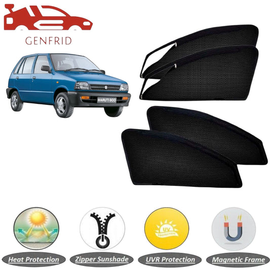 Genfrid Car Sunshade/Car Side Window Shades For Maruti 800 (Zipper)