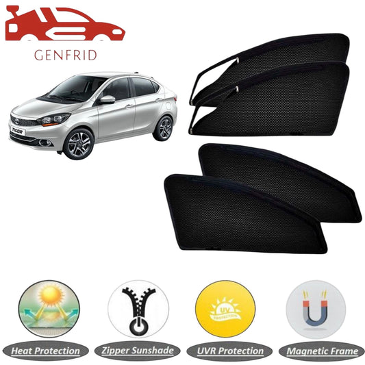 Genfrid Car Sunshade/Car Side Window Shades For Tata Tigor (Zipper)