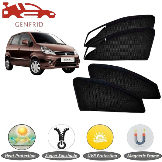 Genfrid Car Sunshade/Car Side Window Shades For Maruti Estilo (Zipper)