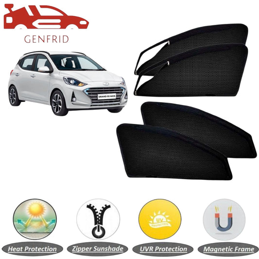 Genfrid Car Sunshade/Car Side Window Shades For Hyundai I10Nios (Zipper)