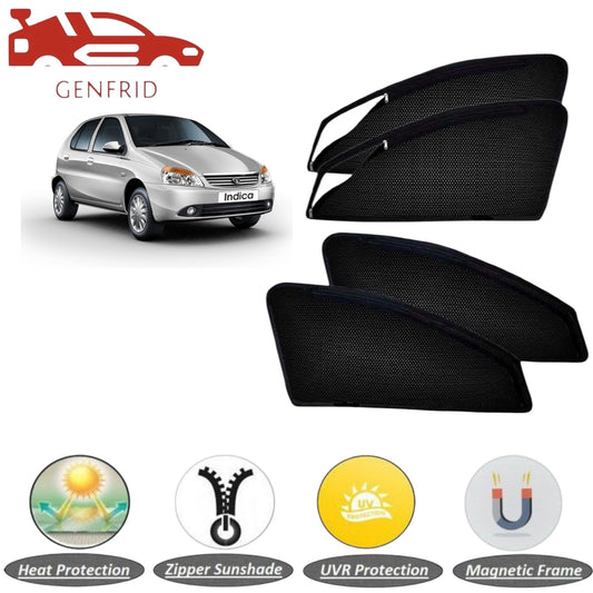 Genfrid Car Sunshade/Car Side Window Shades For Tata Indica (Zipper)
