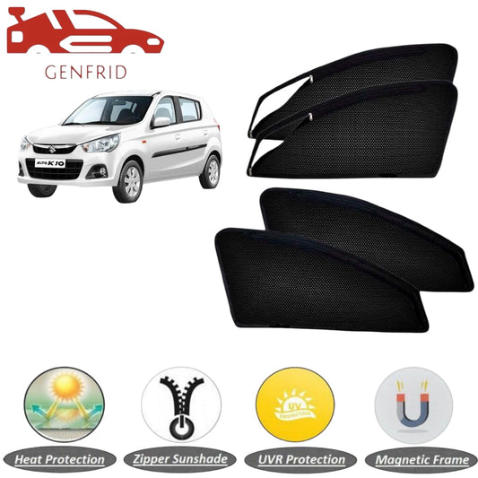Genfrid Car Sunshade/Car Side Window Shades For Maruti Alto K10 2014-20 (Zipper)