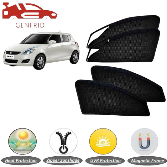 Genfrid Car Sunshade/Car Side Window Shades For Maruti Swift 2005-11 (Zipper)