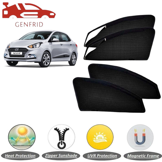 Genfrid Car Sunshade/Car Side Window Shades For Hyundai xcent (Zipper)