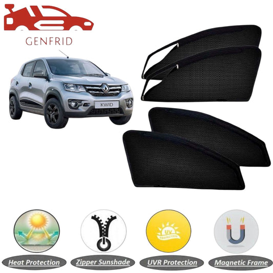 Genfrid Car Sunshade/Car Side Window Shades For Renault Kwid (Zipper)