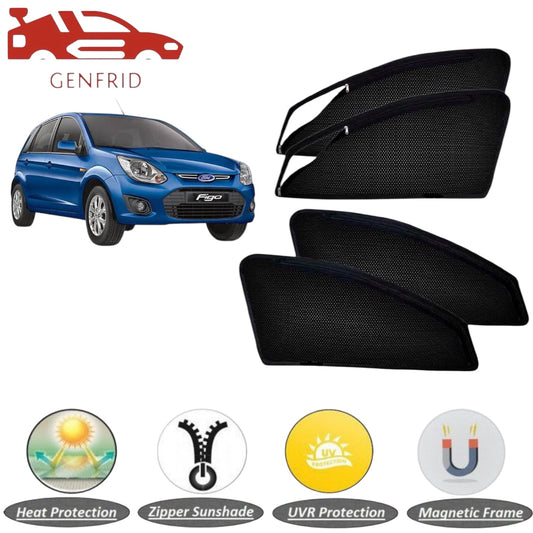 Genfrid Car Sunshade/Car Side Window Shades For Ford Figo (Zipper)