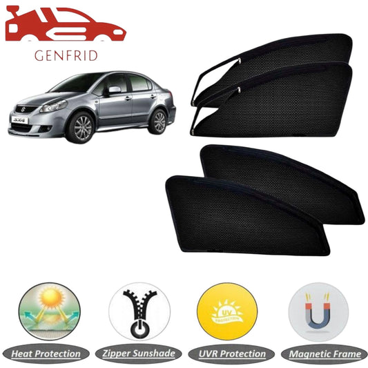 Genfrid Car Sunshade/Car Side Window Shades For Maruti SX4 (Zipper)