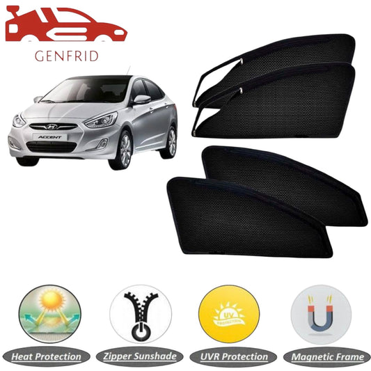 Genfrid Car Sunshade/Car Side Window Shades For Hyundai Accent (Zipper)