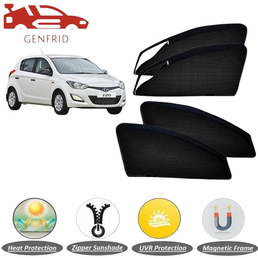 Genfrid Car Sunshade/Car Side Window Shades For Hyundai i20 (Zipper)